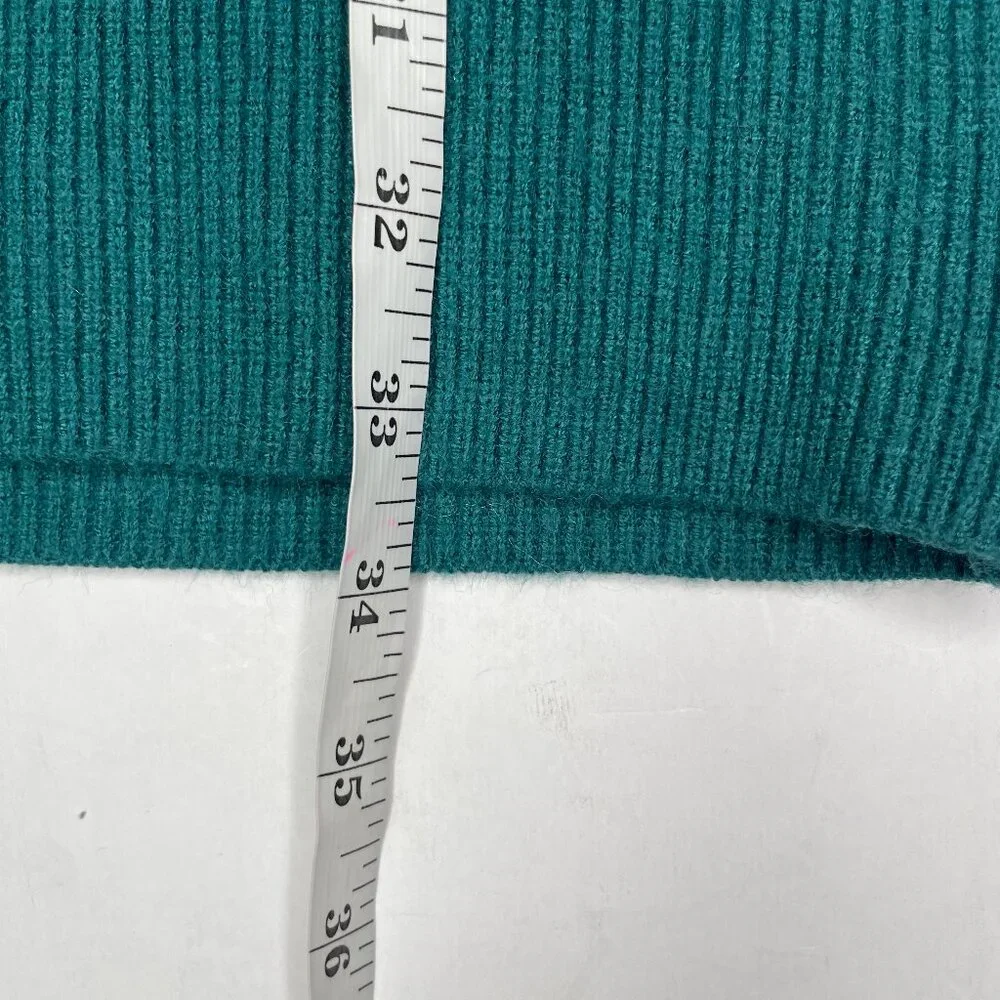 ZESICA Teal Ribbed Wrap Sweater Dress V-Neck Tie Waist Size S